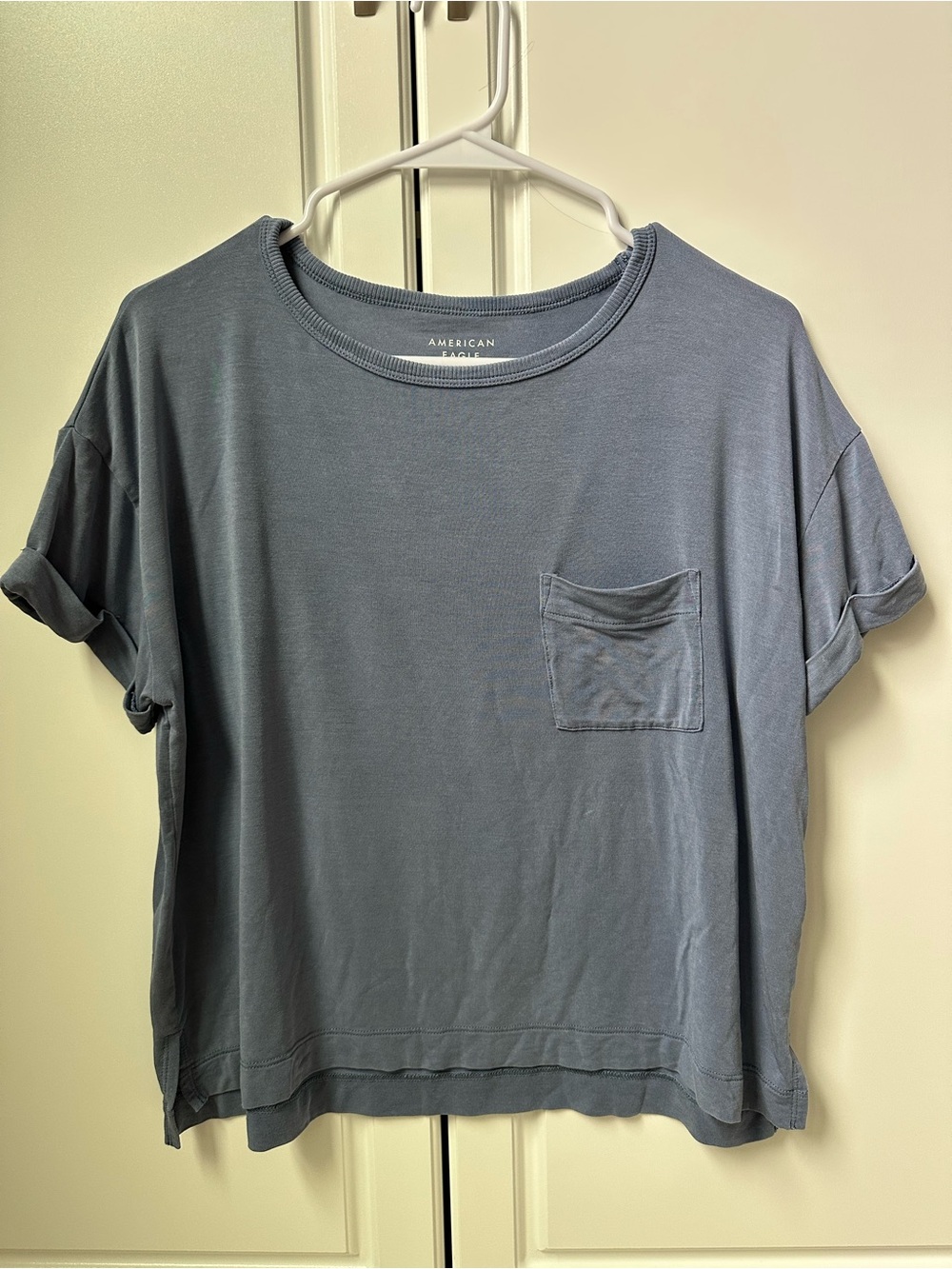 American Eagle Soft & Sexy Slate Blue Pocket Tee